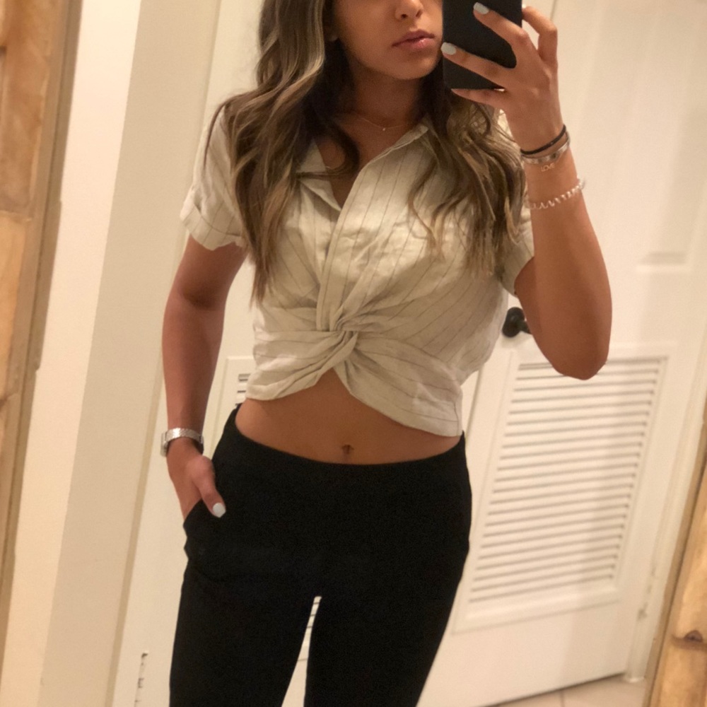 Neutral Linen Crop Top